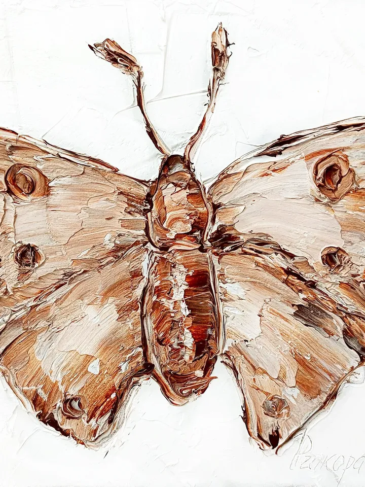 Butterfly Painting Moth Original Art Insect Oil Painting Bug Artwork Home Wall Art Decor for Home Bug Collection by ArtProkopaloSv
