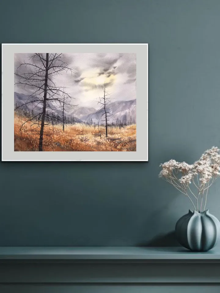 Forest Original Painting Landscape Trees Painting Field Wall Art