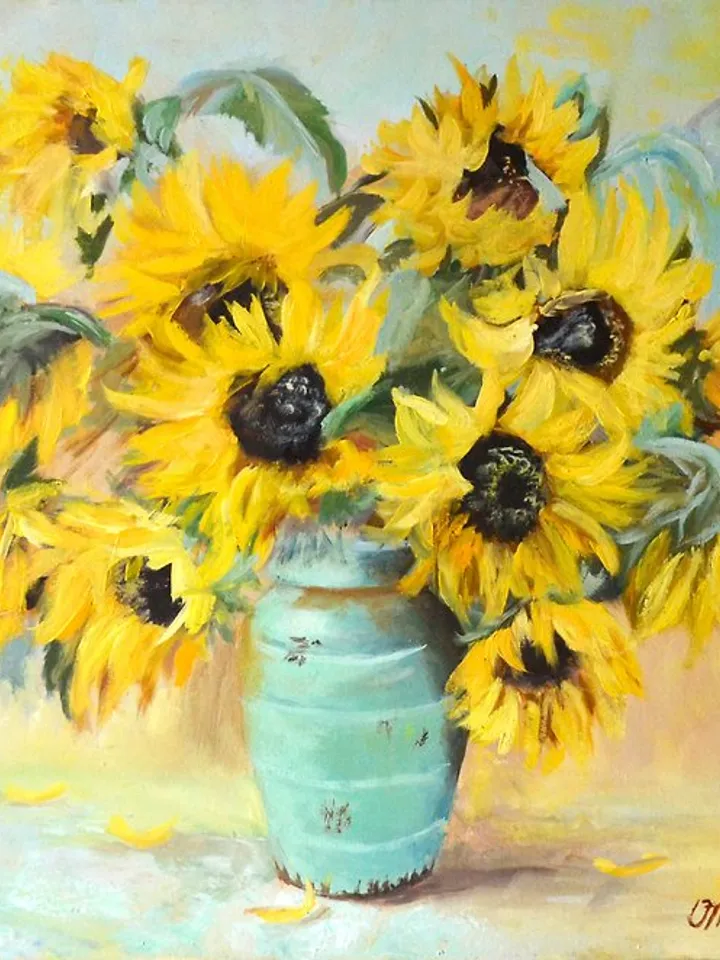 Sunflower Painting 向日葵绘画 Floral Original Oil Artwork Sunflower Art