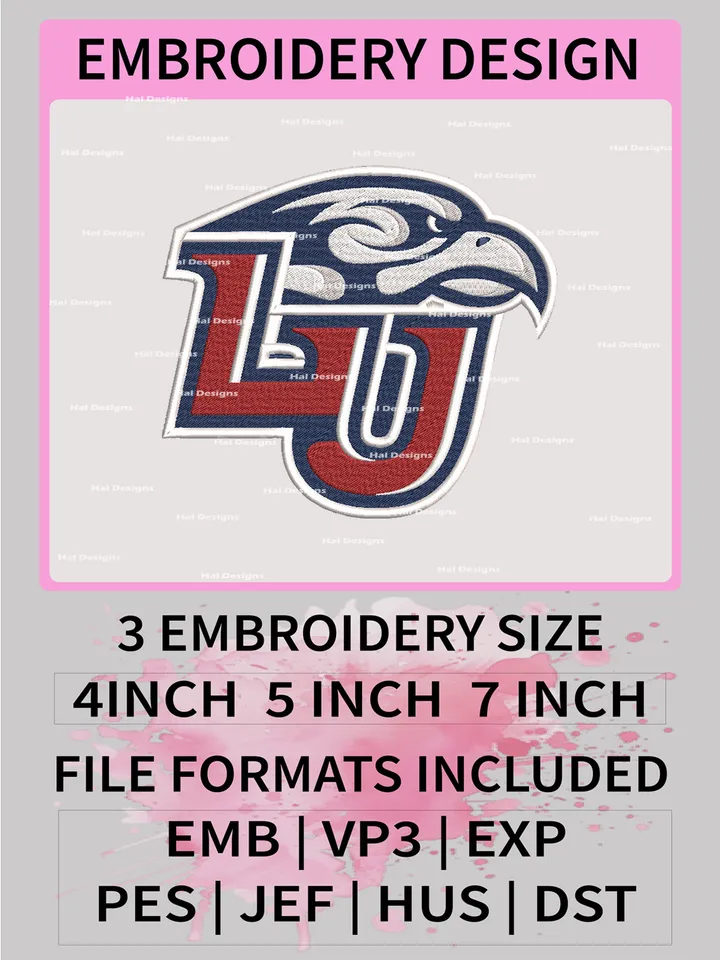 NCAA Liberty Flames Embroidery File, 3 Sizes, 6 Formats, NCAA Machine Embroidery Design, NCAA Logo, NCAA Teams