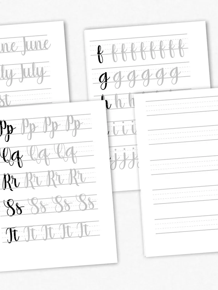 Calligraphy Handlettering Tracing Sheets, Brush Font, Tracing Alphabet & Words