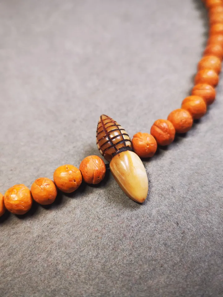 Gandhanra Handmade Tibetan Pendant Bead,Bone Carved Spacer Bead for Mala,Niang La Tsa Tsa Statue,Stupa Amulet,Pagoda Pendant