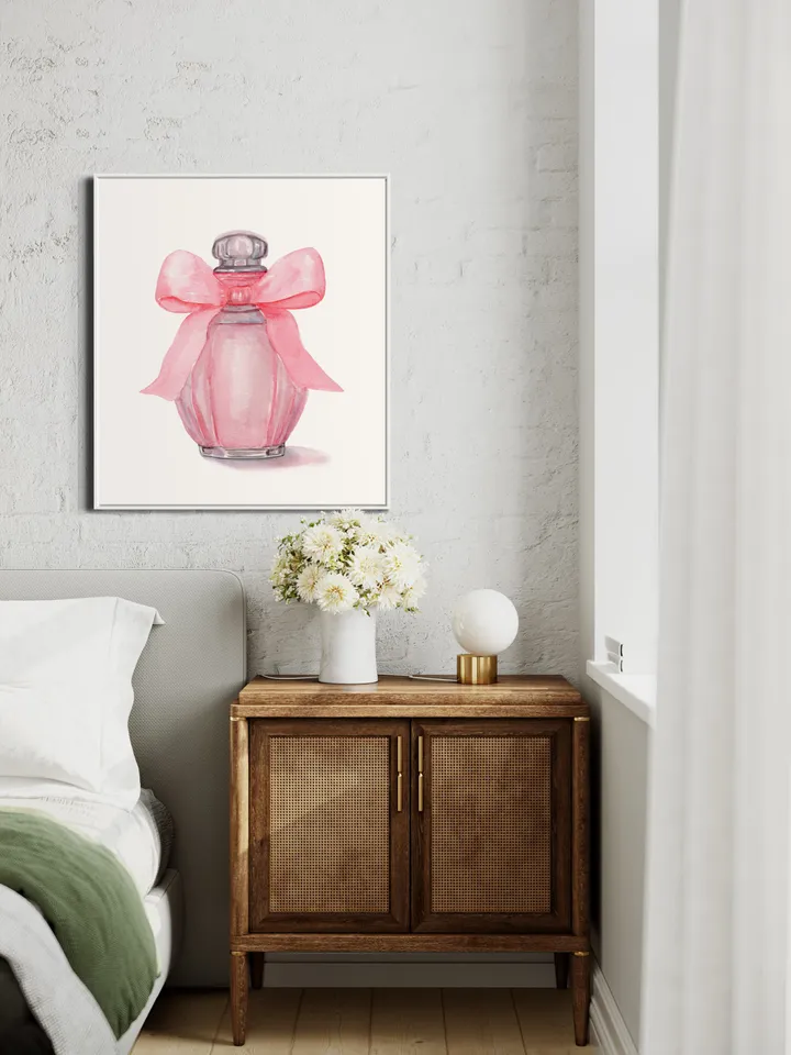 Pink Perfume Bottle Art Print, Fashion Print, Watercolor Painting, Trendy Pop Art, Pink Bedroom Decor, Girls Room Decor, Cute Pretty Blush