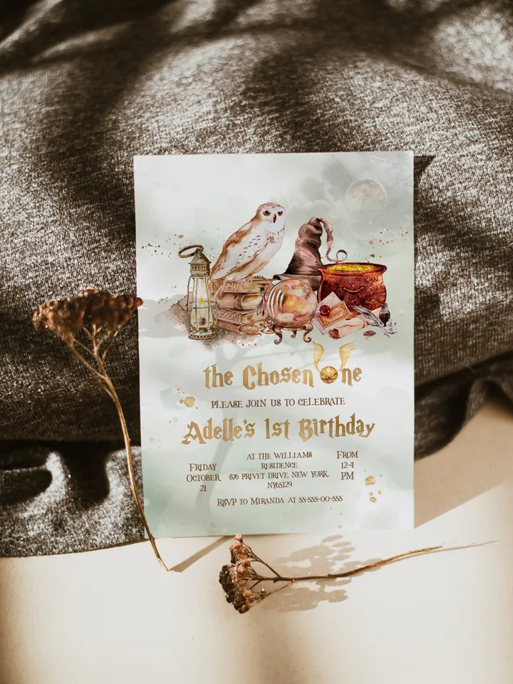 The Chosen One Invitation; Wizard Birthday Party; Magic School 1st Birthday Invitation Template; Editable Wizarding World Invitation;