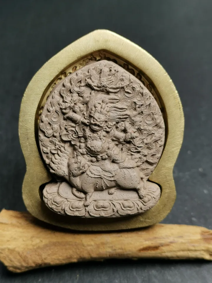 Dorje Gotrab Tsa Tsa Mold,Old Version Vajra Armor of Wrathful Guru Rinpoche,5cm Height,Gandhanra Unique Tibetan Buddha Tsha Tsha Mould