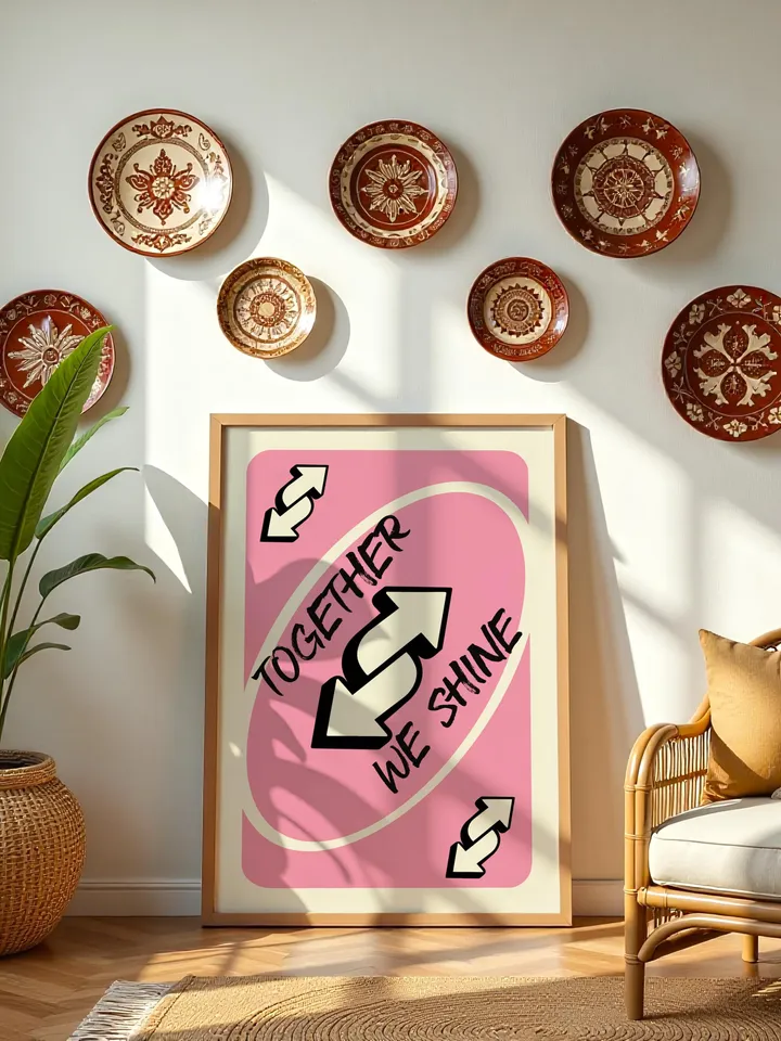 Together We Shine play Reverse Card Wall Art Funny Meme Poster Digital Download Pink Black Typography Pop Culture Print Game Room Meme Decor