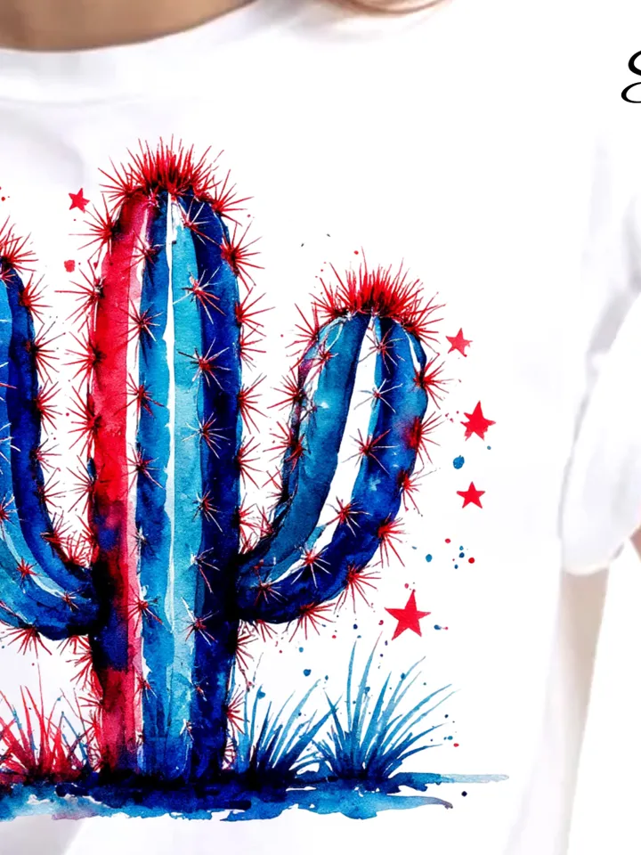 4th of July Cactus Sublimation PNG