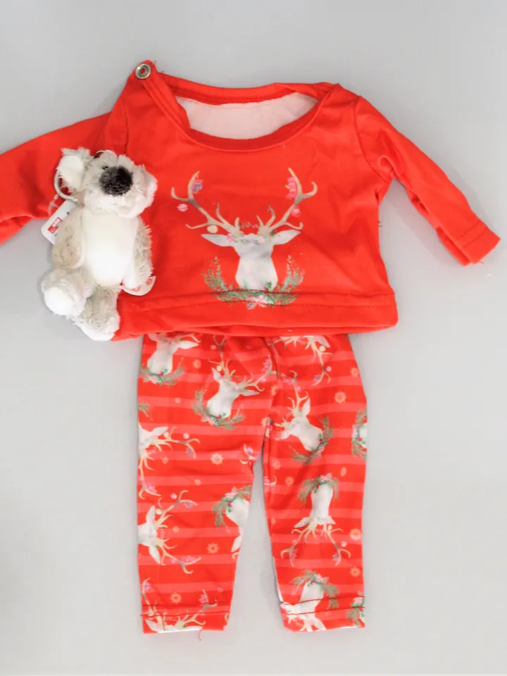 Handmade American Girl Doll Christmas pajamas and soft toy for doll – Christmas gift for granddaughter
