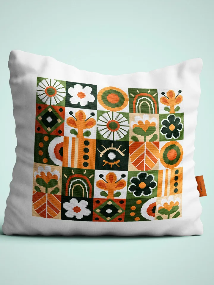 Floral boho cross stitch pattern PDF download Scandinavian folk cross stitch chart for beginner, Abstract flowers pattern digital PDF #P49