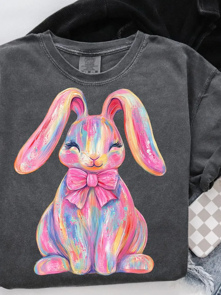 Brushstroke Bunny Easter Png, Bunny Coquette Bow Png, Pink Bunny Png, Brushstroke Coquette Easter Png, Girls Easter Png, Preppy Easter Png