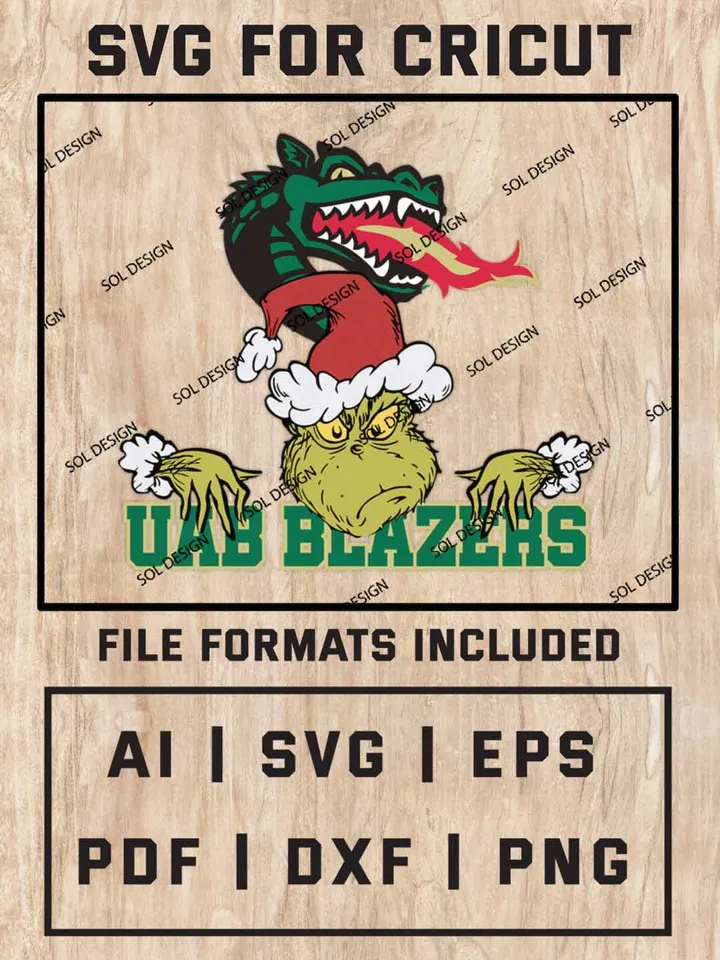 Grinch UAB Blazers SVG, NCAA SVG Design, NCAA UAB Blazers SVG, NCAA Blazers Cricut, Christmas Svg, Grinch svg, Digital Download
