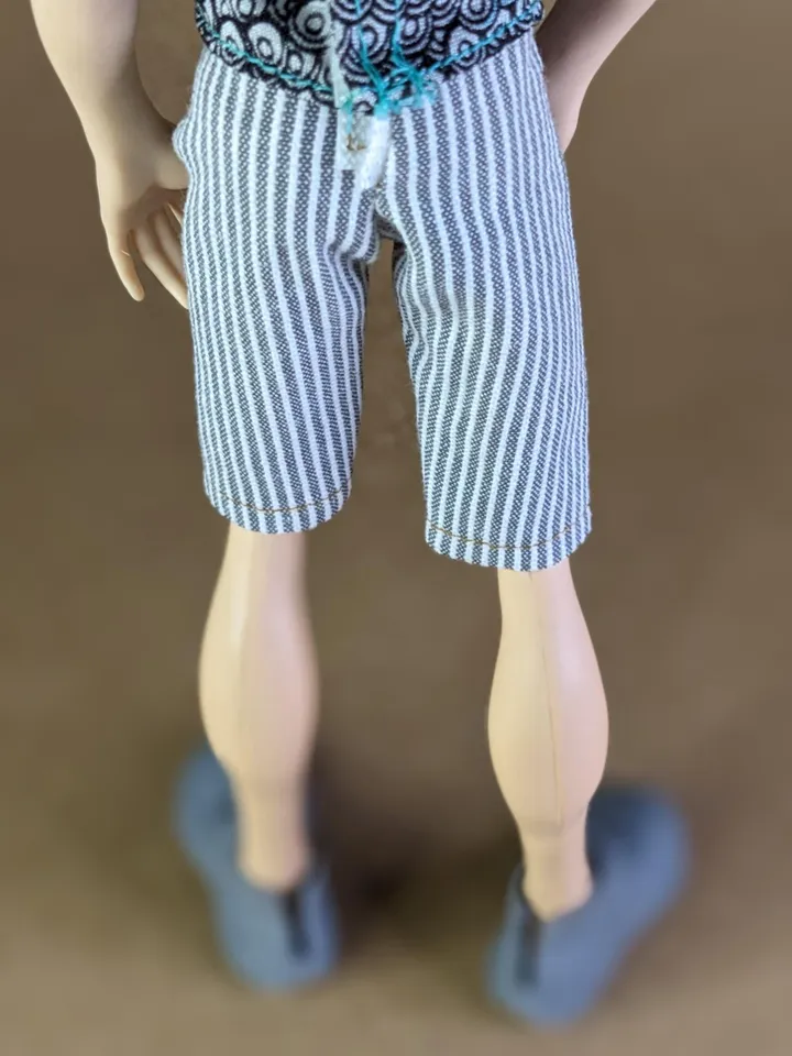 Handmade striped cotton shorts for 1/6 scale boy dolls