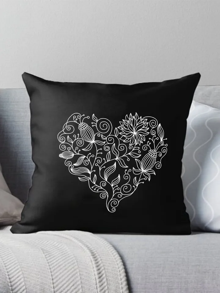 Floral heart blackwork pattern PDF download Flower heart embroidery, Backstitch chart Heart ornament, Floral curls Blackwork embroidery #W35