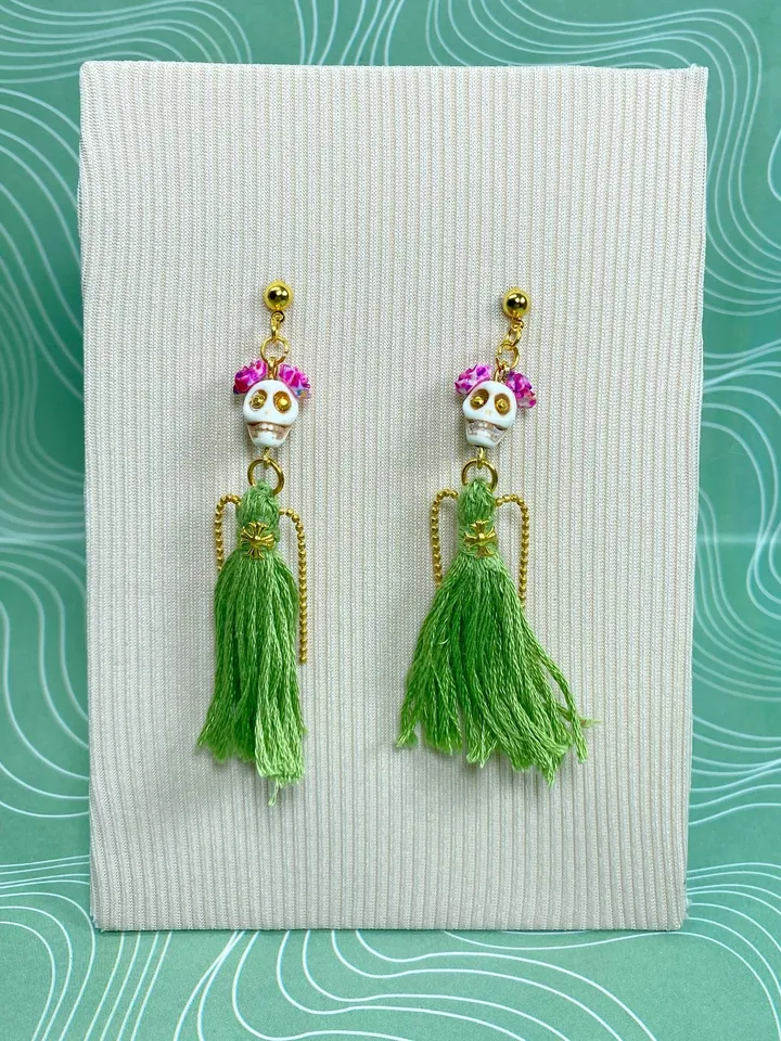 Handmade earrings. Earrings with fringe. Jewelry.