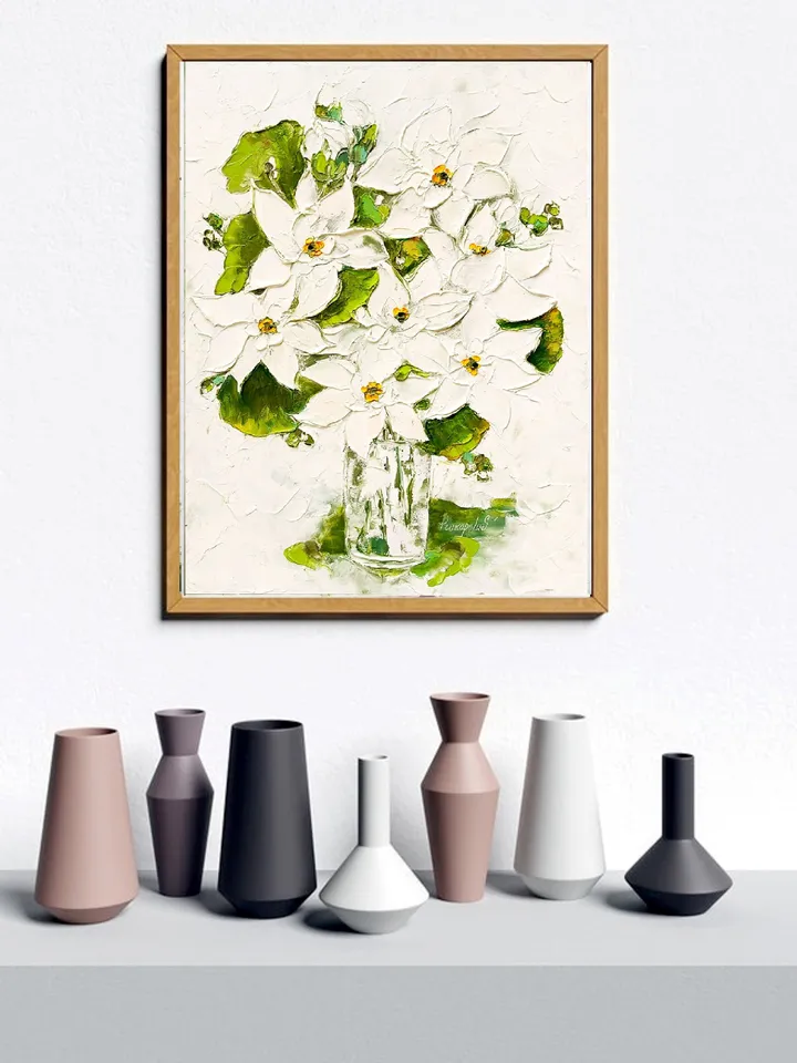 Gardenia Painting Floral Original Art Flower Peonies original Impasto oil painting Flower Painting 16x12 inch