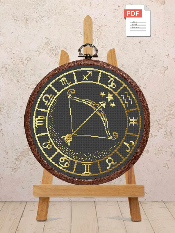 Sagittarius Cross Stitch Pattern, Zodiac Cross Stitch, Embroidery Zodiac, Signs of the Zodiac Pattern, Modern Cross Stitch #zdc009