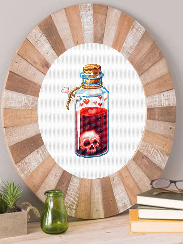 Witch bottle cross stitch pattern download PDF Gothic cross stitch chart, Magic potion bottle, Skull embroidery PDF, Gothic halloween #H55