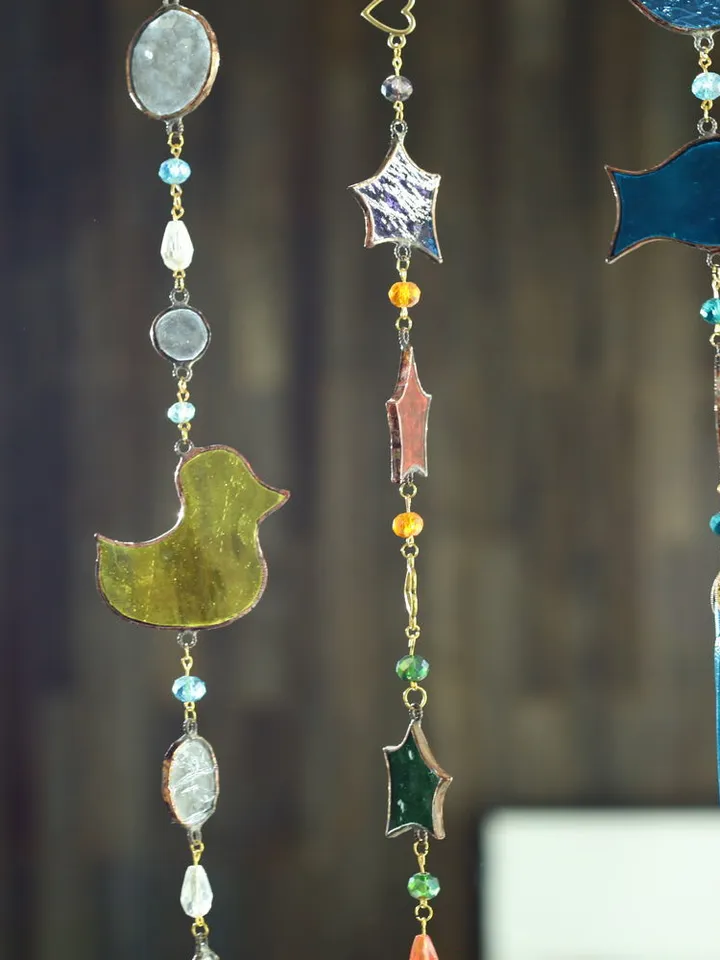 Stained Glass Garlands for Nursery. Tiffany-Style Magic, Tiffany Style Glass Garland for Kids Room, Magical Stained Glass Hanging for Children’s Room, Handcrafted Glass Garland for Baby Room, Whimsical Stained Glass Decoration for Kids