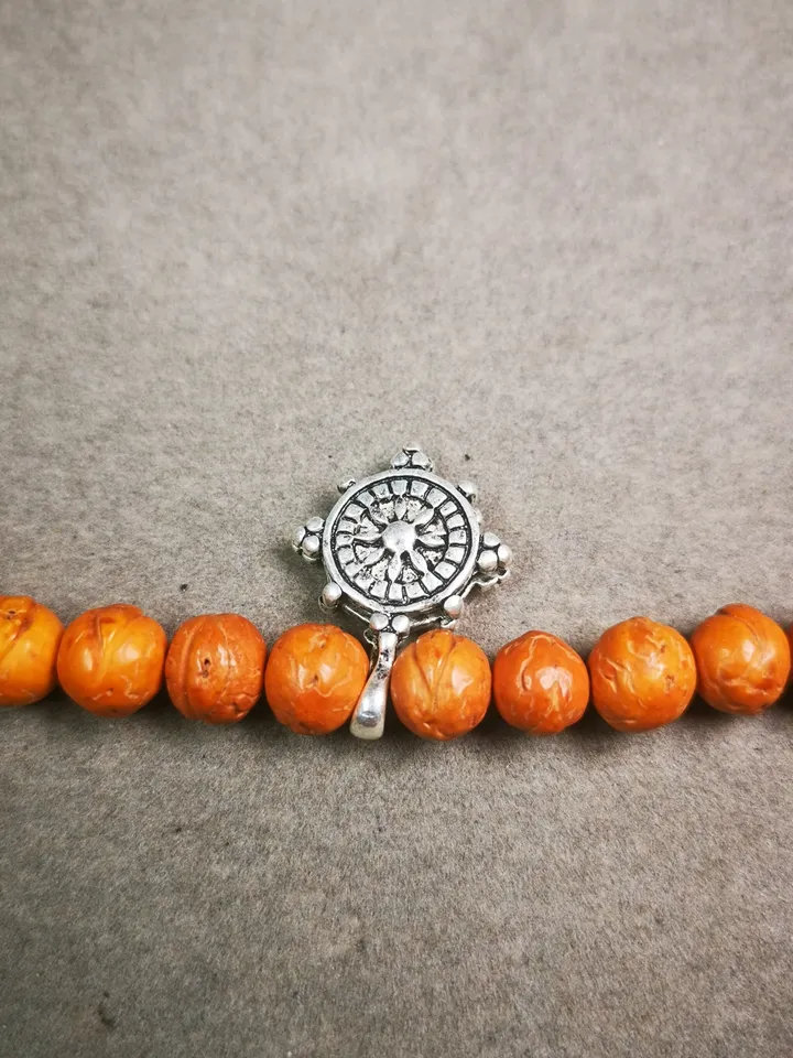 Gandhanra Handmade Buddhist Mala Counter Clip,Bum Counter Clip for Prayer Beads,Dharmachakra / Prayer Wheel Shape,Mala Accessories