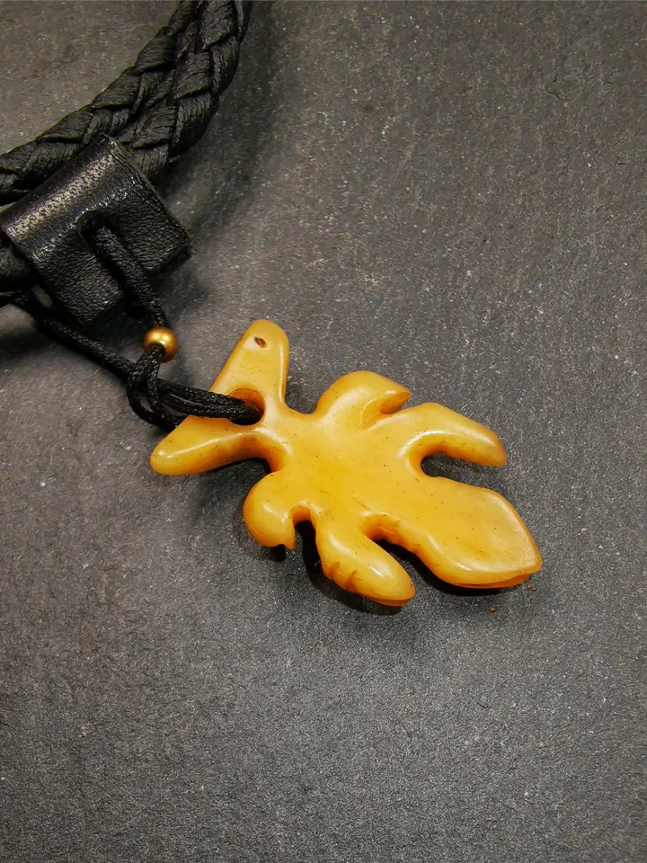 Gandhanra Handmade Tibetan Amulet,Yak Bone Carved Scorpion Guru of Padmasambhava,1.2"