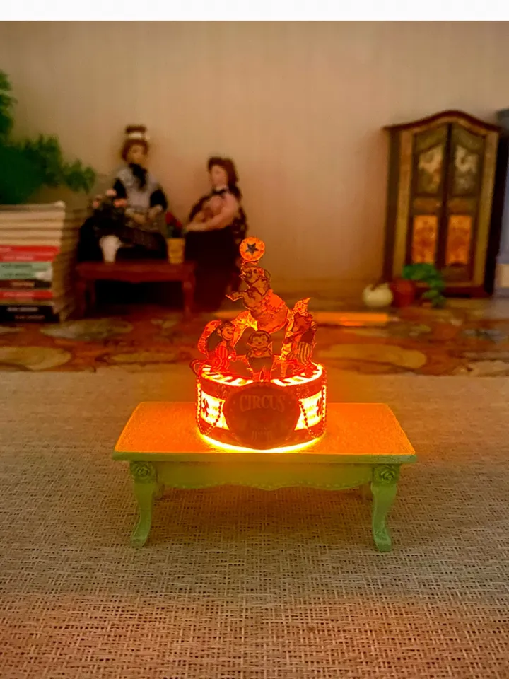 Doll circus. Animals in circus.Illuminated circus.1:12 scale.