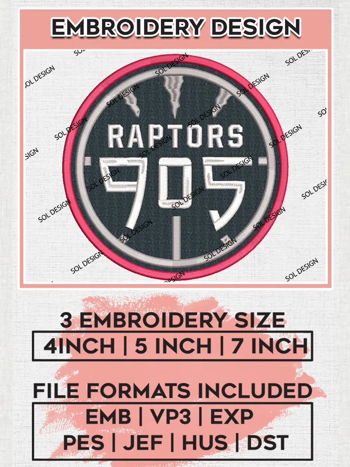 Raptors 905 Basketball Team Logo Embroidery Designs, NBA G League Team Embroidery Files, Basketball Machine Embroidery Designs, NBA Raptors 905 Team Logo, Sport Machine Embroidery Design, Digital Download