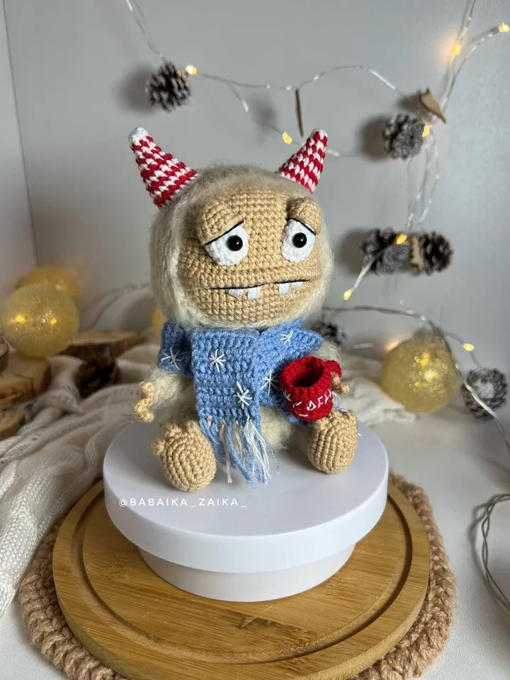 PDF Crochet Christmas Monster Pattern, Christmas Yeti Crochet Pattern, Animal Crochet Crochet Ornament Christmas baby Animal Christmas Decor