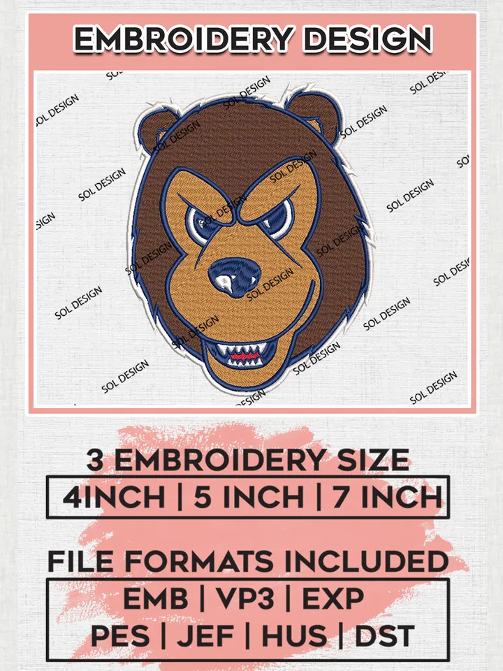 NCAA Belmont Bruins Team Funny Head Mascot Logo embroidery designs, NCAA Belmont Bruins Logo Machine embroidery files, NCAA Team Logo embroidery designs, NCAA Game Day Machine embroidery designs, Digital Download