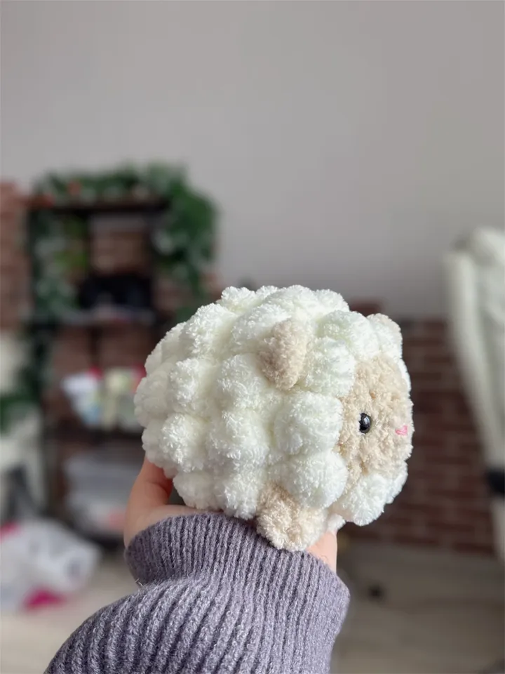 Puff sheep LOW SEW crochet pattern, amigurumi sheep crochet animal, US terms, low sew patterns, plush animal