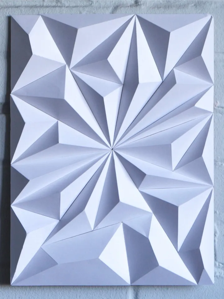 Geometric Pattern Triptych Papercraft, Digital Template, PDF Download, Gurko, 3D Low Poly, Pepakura, DIY Origami Sculpture, Paper Decor