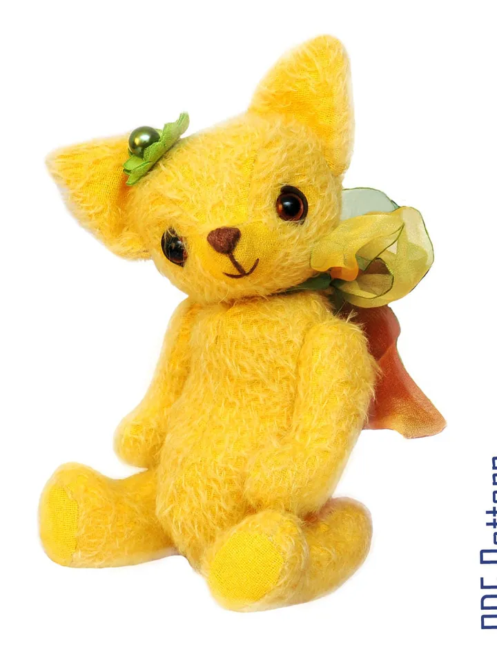 PDF ePattern to make a fully jointed Lovely Yellow 12 " tall Fox/ teddy bear friend pdf sew pattern/ orange fox pattern