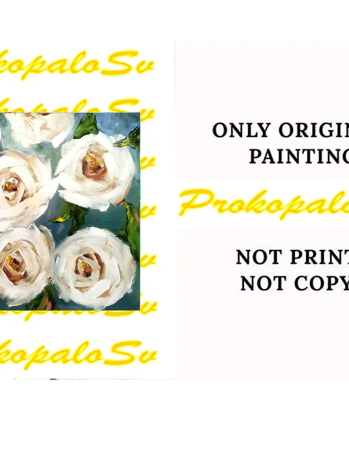 Rose Painting Floral Original Art Impasto Oil Painting 8x8 Rose Wall Art Original wall Art by ArtProkopaloSv