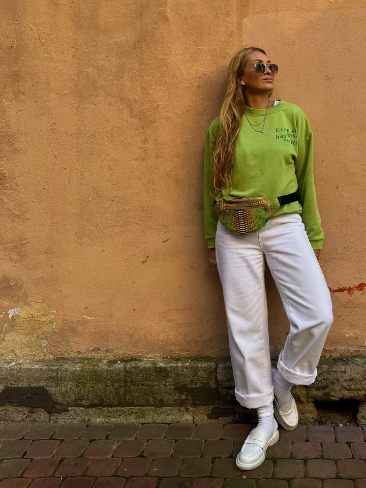 Genuine Python Skin Fanny Pack Yellow Green Milticolor | Leather Belt Bag| Unisex Fanny Pack | Exotic Leather Bags | Real Snake Bag