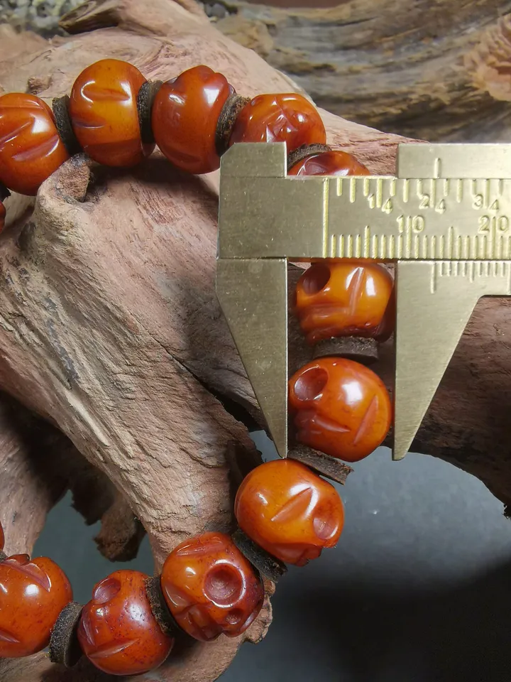 Hand-carved Tibetan Yak Bone Mala Beads Bracelet,Chitipati,Shmashana Adhipati,Amulet Bracelet,for Meditation and Prayer