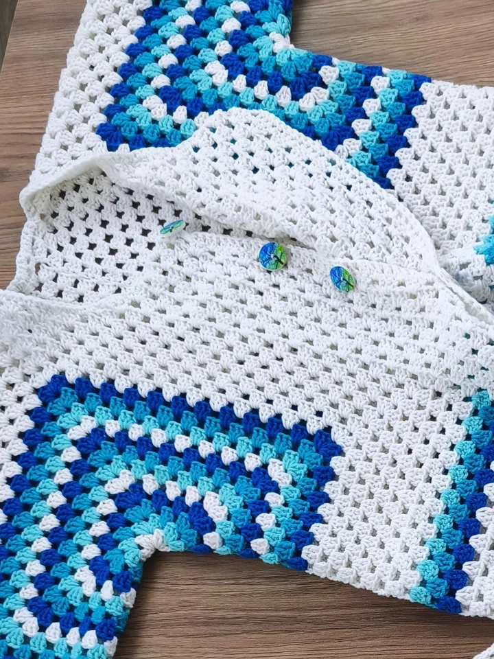 Summer Ready: Granny Square Crochet Short and Top in Blue and White - Boho Style Fashion