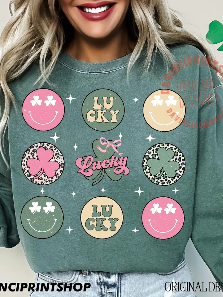 St Patty’s Day Green Smile Png, Retro St.Patrick's png, St.Patrick's Day png, Retro Groovy St.Patrick's png, Lucky png, Shamrock, Png design