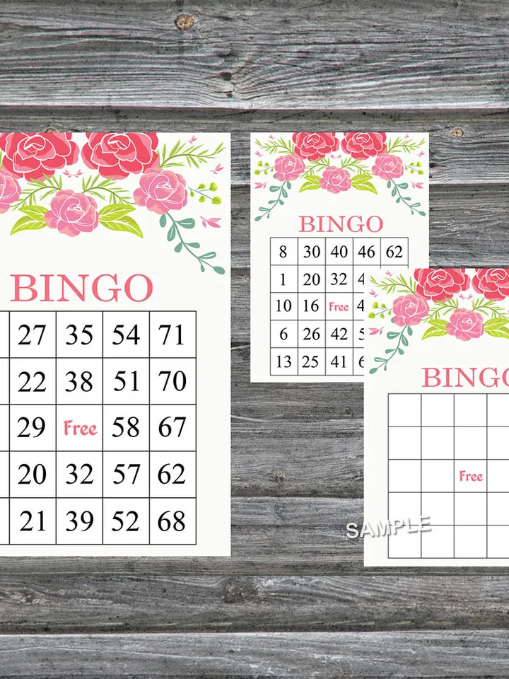 Rose flowers bingo game card,Floral bingo game card,Floral Printable Bingo,Flower themed bingo game,INSTANT DOWNLOAD-101