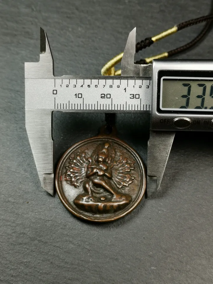 Gandhanra Antique Tibetan Thokcha Amulet,Chakrasamvara with Vajravarahi Badge, Buddhist Protector Deity Pendant,1.3"