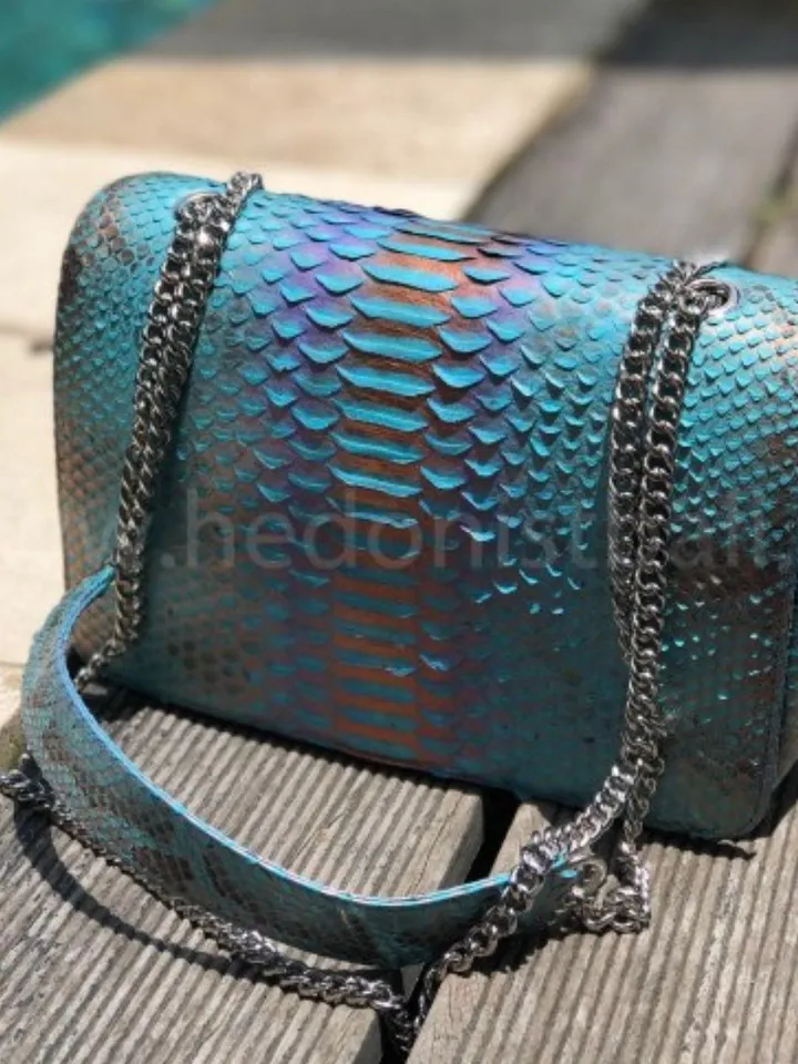 Genuine python skin crossbody bag | Summer women leather purse | designer bag | snakeskin bag | multicolor handbag | handmade bags| sale