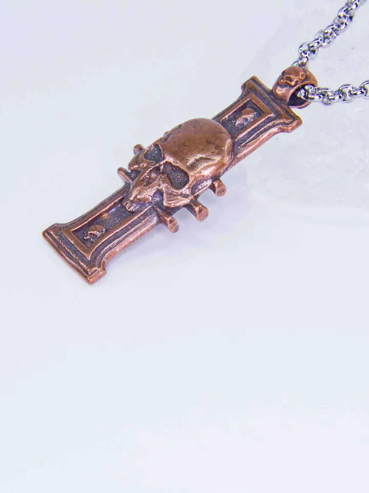 Pure Copper Inquisition Insignia Pendant with Skull