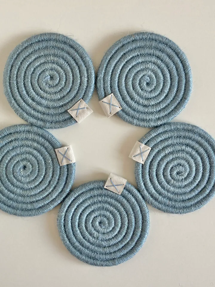 Light blue coaster Rope coaster Set of 5 jute coasters