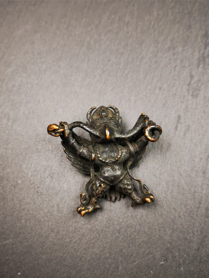 Gandhanra Antique Tibetan Buddhist Amulet Pendant,Garuda,Garula,Suparna,Golden-winged Bird,Made of Thokcha, 1.57"