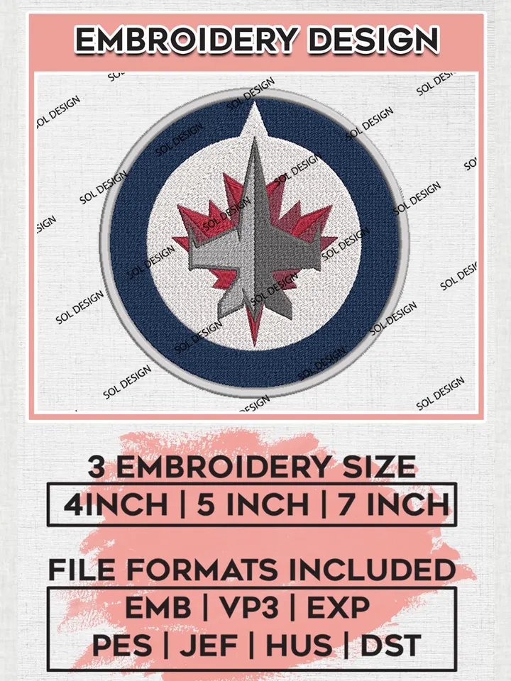 Winnipeg Jets Machine Embroidery Files, NHL Winnipeg Jets Embroidery Designs, NHL Winnipeg Logo, NHL Embroidery Design, Hockey Team, Digital Download
