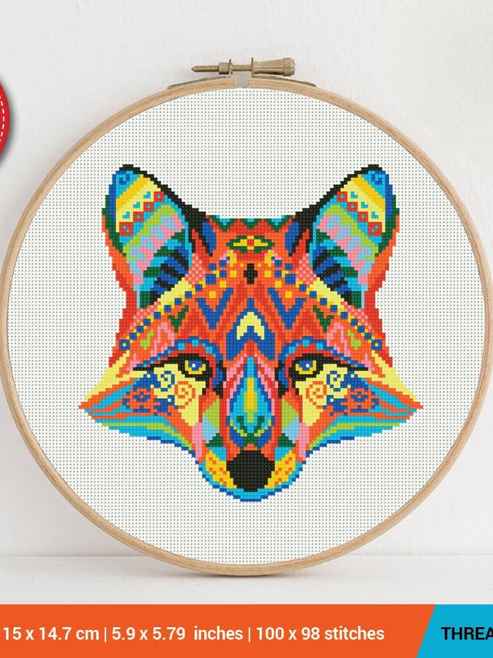 Mandala Fox Cross stitch pattern | Embroidery Pattern | Instant Download | Embroidery Designs