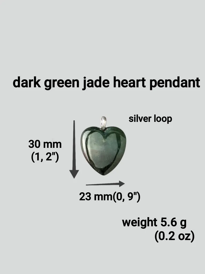 Dark Green Jade Heart Pendant.