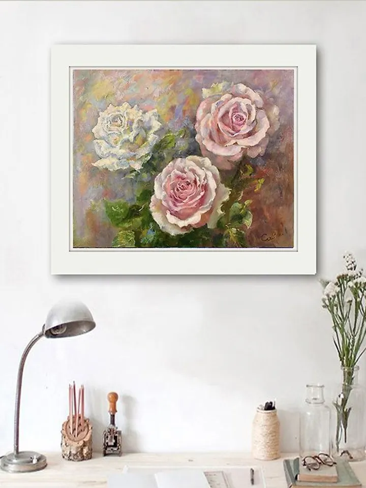 Roses Painting Flower Original Art Artwork Floral Oil Wall Art