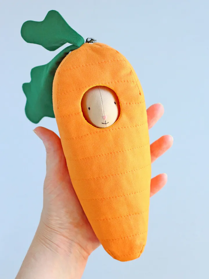 2 PDF Mini Bunny in Dress and Carrot Pouch Sewing Patterns