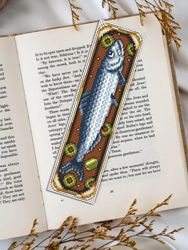 Sardine bookmark cross stitch pattern PDF download Canned sardine with olives cross stitch chart, Funny bookmark pattern digital PDF #B438