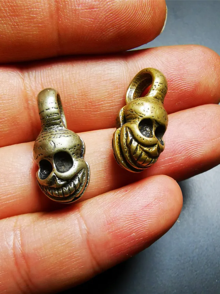 Gandhanra Handmade Skull Sitavana Shape Bead Counter Clip for Prayer Beads, Mala Bead Accessories,Made of Copper