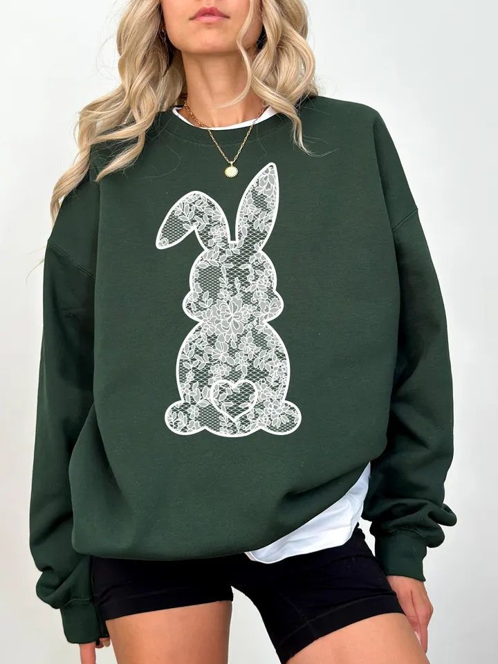 Lace Bunny Easter Png, Easter Png, Floral Bunny Png, Floral Chinoiserie Png, Bunny png, Girly easter png, Spring png, Lace Bunny Png